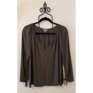 J. Crew Point Sur Blouse w/ Ruched Sleeves Sz L